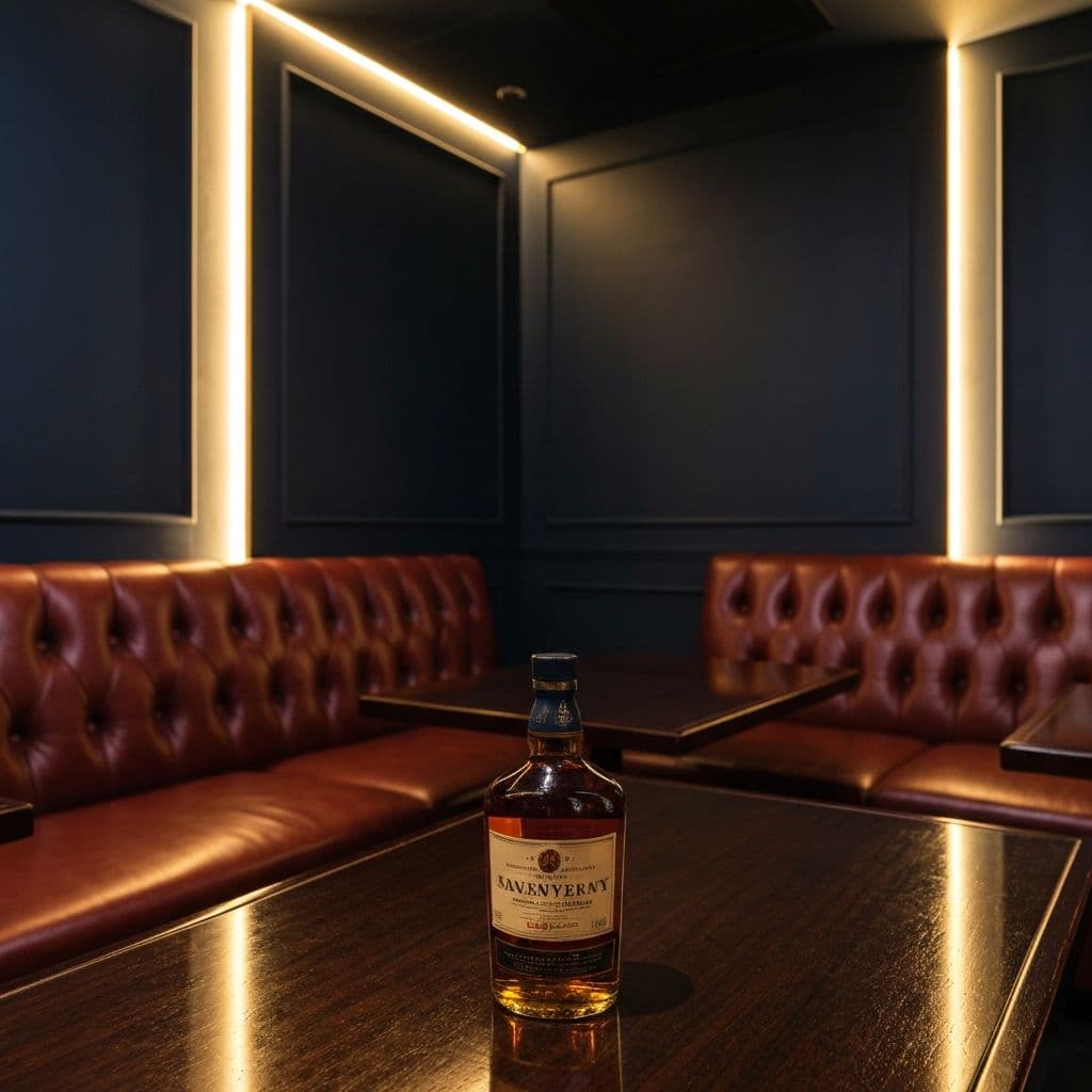 Luxury private room with golden accent lighting